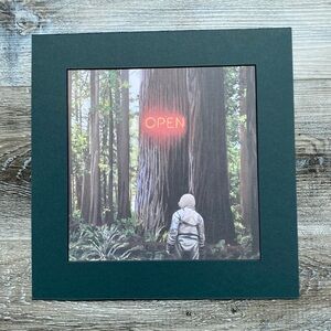 Square Art Print Neon Open Sign Astronaught “into the forest” Scott Listfield